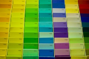 Playing with paint chips is a great way to choose colors for DIY home decor